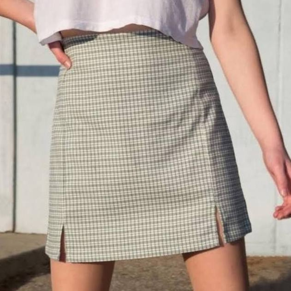 John Galt brandy Melville gingham green mini skirt